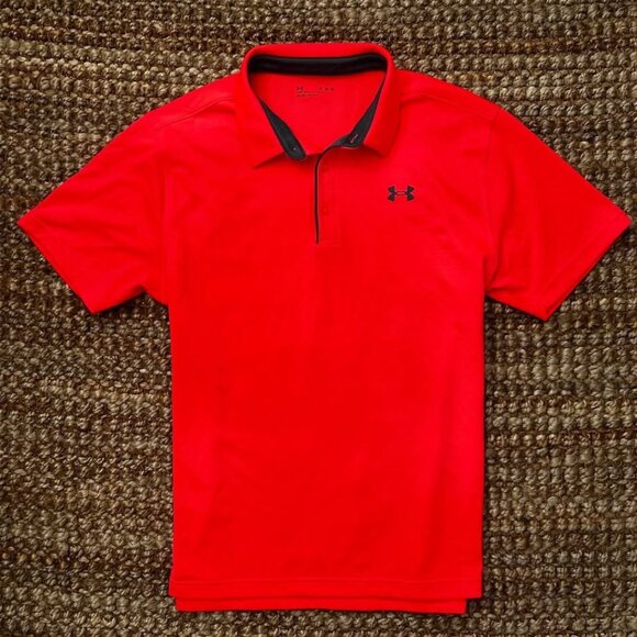 UA Under Armour Golf Polo Shirt (XL) Neon Red - Picture 1 of 6